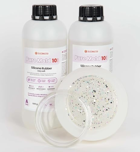 Resin Pro ® Pure Mold 10 shores (5 Kg) Gomma Siliconica Liquida Traslucida Veloce per La Creazione di Stampi per Resine Epossidiche Poliuretaniche Cera Sapone Gesso Cemento 1:1, 100% Made in Italy