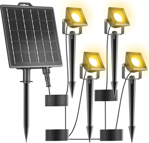 Giliwosy Solarlampen für Außen, Solar-Gartenstrahler mit 4 Timerstufen + 4 Helligkeitsstufen, Solarstrahler für Außen Garten, Automatisches Ein-/Ausschalten, IP65 Wasserdicht Solar Strahler Außen