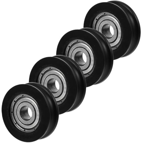 SEWACC Roulettes en Acier Roulement à Billes 4 Pièces pour Portes Coulissantes, Galets de Guidage en U pour Baie Vitrée et Meubles à Rails