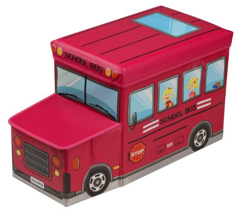 Premier Housewares School Bus Design Children's Storage Box - Hot Pink