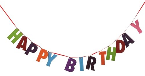 BUTLERS Girlande 143x14 cm - Party - Happy Birthday | Farbe Multicolor - Wimpelkette für Wohnzimmer oder Flur - Festdekoration zum Aufhängen für Wände - Banner aus Filz