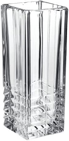 BORMIOLI ROCCO ‘Duemila’ Square-Shaped Glass Flower Vase (23cm x 9cm) – Clear Toughened Glass: Dishwasher Safe – Stylish Italian Home Décor/Wedding Table Centrepiece – Packaged in Gift Box