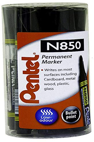 Pentel N850 Permanent Marker Tub of 12, Black