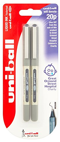 Uni-ball Eye Fine UB157 Rollerball Pen - Black (Pack of 2)