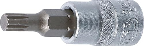 BGS 5105-M5 | Bit-Einsatz | Innenvielzahn (für XZN) M5 | Antrieb Innenvierkant 6,3 mm (1/4) | Länge 38 mm | Chrom-Vanadium-Stahl | verchromt, matt | mit Rändelung