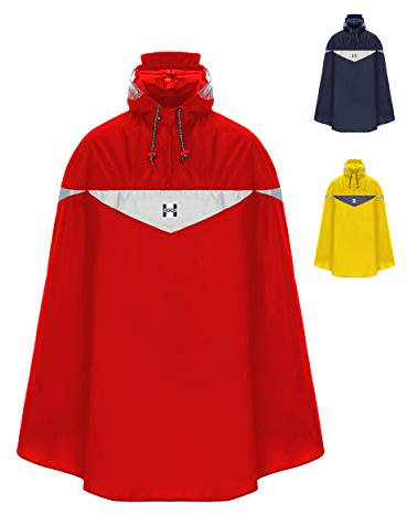 HOCK Premium Fahrrad Regenponcho 'Super Praktiko' mit Lüftung und seitlicher Armöffnung - 100% wasserdichter Fahrradponcho für Herren & Damen (Rot, L)