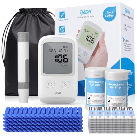 IMDK Blood Glucose Monitor Kit, 𝗖𝗹𝗶𝗻𝗶𝗰𝗮𝗹𝗹𝘆 𝗔𝗰𝗰𝘂𝗿𝗮𝘁𝗲 Blood Sugar Test Kit with 50 Glucometer Strips, 50 Lancets and 1 Lancing Devices, No Coding Required & Large Screen