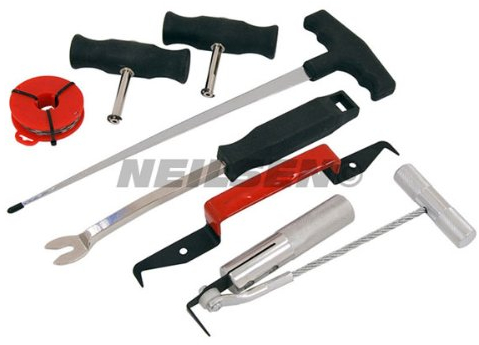 Neilsen CT3552 7pc Windscreen Removal Tool Set – for Bonded & Rubber Seal Screens – Includes Cutting Wire, Gripping Handles, Trim & Moulding Tools – Ideal for Windscreen Maintenance