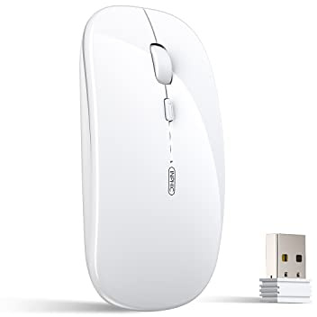inphic kabellose Maus Wiederaufladbare, Silent 2,4G Laptop Funkmaus, Ultra Thin optische Wireless Mouse Computermaus,1600 DPI für Notebook PC Laptop,Computer, Mac (Hellweiß)