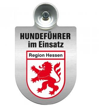 Einsatzschild Windschutzscheibe incl. Saugnapf - Hundeführer im Einsatz - 309381- Regionen nach Wahl Farbe Region Hessen