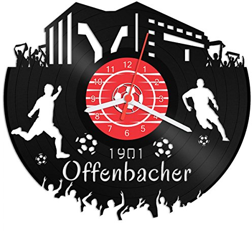 GRAVURZEILE Schallplattenuhr Offenbach - 100% Vereinsliebe - Upcycling Design Wanduhr aus Vinyl Made in Germany