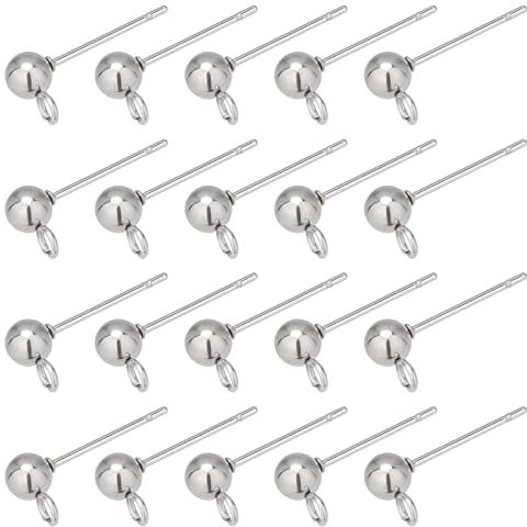 nbeads Ohrstecker, Edelstahl, offen, 20 Stück