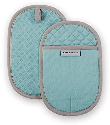 KitchenAid Asteroid Pot Holder 2-Pack Set, Aqua, 6.5x10