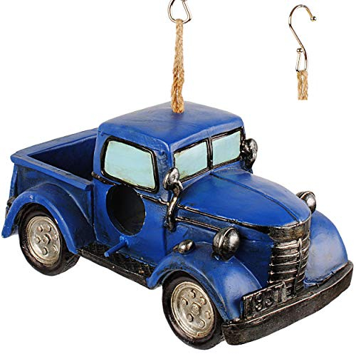 alles-meine.de GmbH Vogelhaus/Dekofigur - Auto/Oldtimer - Retro - blau - 26 cm - aus Kunstharz/Polyresin - Nistkasten Vogelhäuschen Vogelnistkasten - für Garten & Balkon - ..