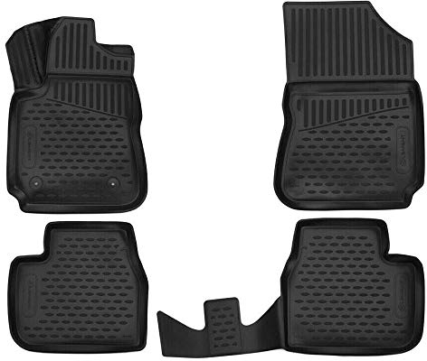 Element Passgenaue Premium 3D Gummimatten Fussmatten Designed für Citroen C4 Cactus, 2014-2024, 4 TLG, Schwarz
