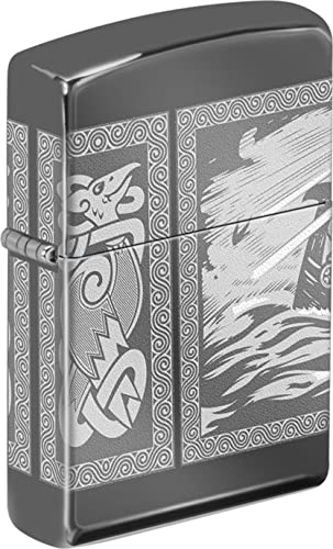 Zippo – Sturmfeuerzeug, Viking Drakkar, Laser Engraved, Black Ice, nachfüllbar, in hochwertiger Geschenkbox, 60005581, Bunt, Einheitsgröße