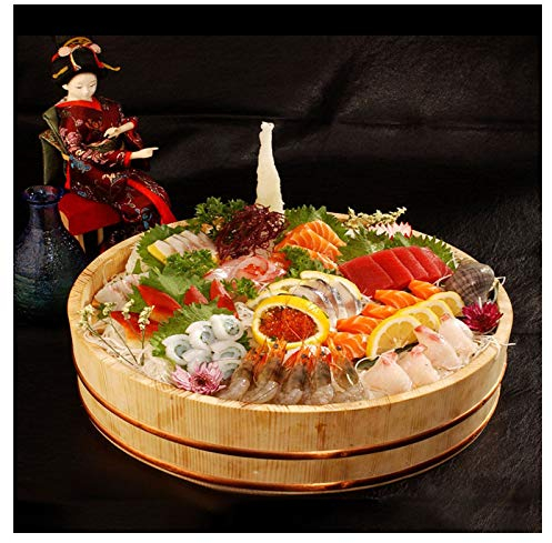 KELUNIS 72Cm/28Inches Diameter Large Wooden Sushi Rice Bowl Hangiri Home Kitchen Sushi Oke Rice Mixing Tub
