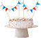 amazing buntings, Kuchendekoration, Wimpelgirlanden-Tortenaufleger für Kuchen und Torten, Kuchenaufsatz, Handgefertigter Flaggen, Banner, Vollständig Zusammengebaut, Rot, Weiß, Blau, 2er-Set