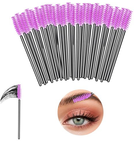 AIBAOBAO 100 PCS Purple Eyelash Brushes Spoolies, Eyelash Extension Spoolie Brushes for Extensions, Women and Girls Eye Brow Spoolie Castor Oil Brush Mascara Wands Cosmetic Spoolies Makeup Tools, Gift
