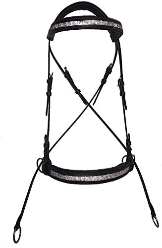 Equipride Bissloser Zaumzeug aus Leder mit rutschfestem Gummigriff, komplett schwarz.