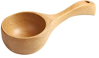 Minkissy Scoop Bathing Scoop Ladle Wooden Water Spoon Sauna Ladle Spoon Water Dipper with Handle Wooden Bath Cups Kitchen Rice Spoon for Home Japanese Spoon