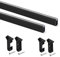 Emuca - Kit de barra para armario, 750 mm, Pintado negro, Aluminio y Plástico, Lote de 2