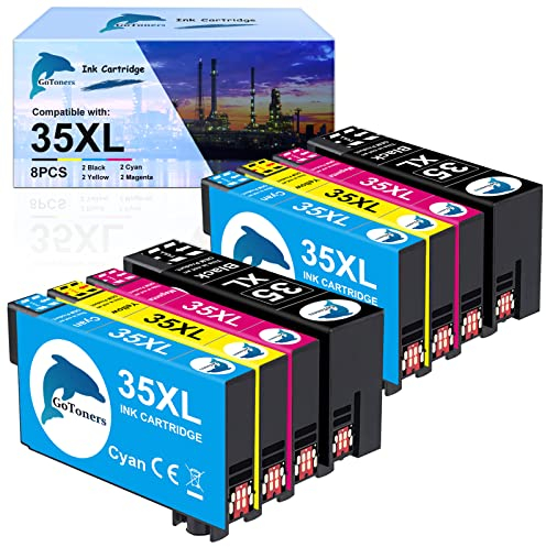 GoToners 35XL Druckerpatronen Kompatibel für Epson 35 XL Patronen für Epson Workforce Pro WF-4720DWF WF-4725DWF WF-4730DTWF WF-4740DTWF WF-4730 WF-4740 (2 Schwarz, 2 Cyan, 2 Magenta, 2 Gelb)
