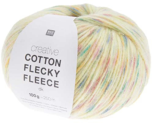 Baumwollmischgarn Rico Creative Cotton Flecky Fleece Farbe 08, bunte Wolle mit farbigen Tupfen zum Stricken oder Häkeln