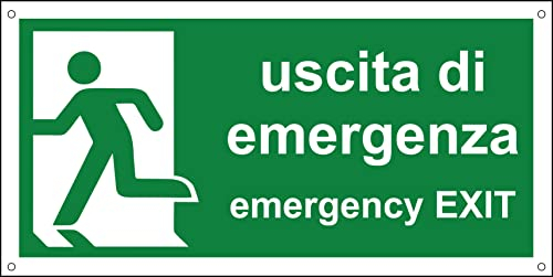 pubblimania Uscita di Emergenza Cartello in alluminio spessore 3 mm (Cm 29x14,5) (Uscita di Emergenza)