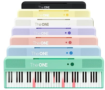 The ONE Smart Keyboard COLOR 61 teclas iluminadas teclado de piano, piano eléctrico MIDI para principiantes con 256 tonos, 64 polifonía, luces LED integradas y aplicaciones gratuitas (verde)