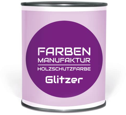 Farben Manufaktur Holzfarbe Glitzer Glitzerfarbe Wetterschutzfarbe Holzschutzfarbe Holzlack 1L, Farbe: rosa flieder holo silber Glitzer