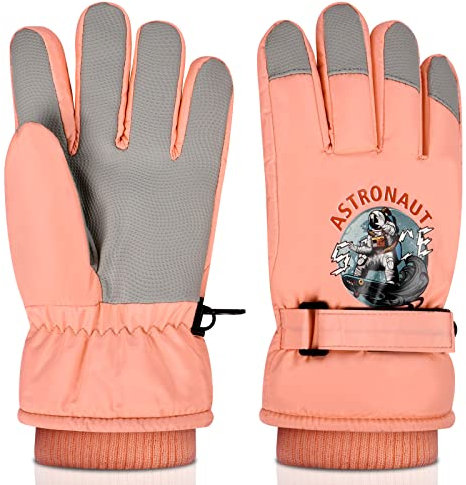 flintronic Kinder Skihandschuhe, Winter Skihandschuhe für 8-12 Jahre Mädchen, wasserdichte und Winddichte Fleece Handschuhe mit verstellbaren Bündchen, für Snowboard Klttern Skifahren Radfahren