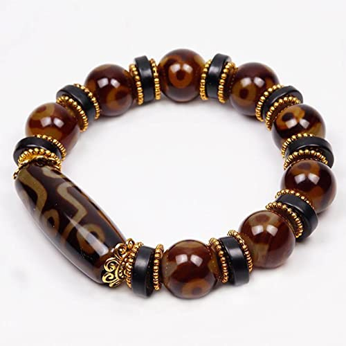 Feng Shui Armband Achat Kristall Stein Armband Tibetisches Dzi Perlen Armband Gebet Mala Perlen Viel Glück Armband Talisman Natur Edelstein Armband Reiki Kristall Chakra Stretch Armband Zinnober