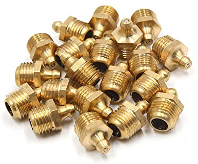 A ABSOPRO Set di Ingrassatore Testina M14x1.5 Filetto Ottone Dritto Grasso Raccordo Zerk Nipplo Raccordo 20 Pezzi