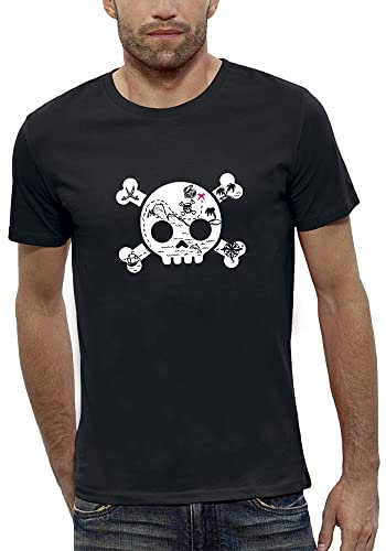 PIXEL EVOLUTION T-Shirt Schädel Pirat Karte Aux TreSors Herren, Schwarz , 56