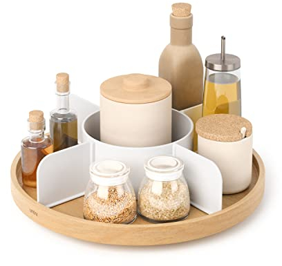 Umbra Bellwood Drehbarer Organizer, Lazy Susan Drehteller, Weiss/Natur