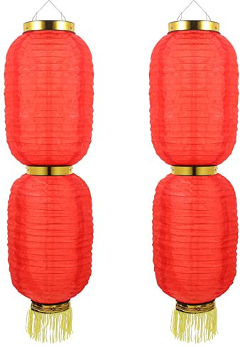 YARNOW 2 Saiten Laterne Rotes Papier Traditionelle Japanische Lampen Mondneujahrsdekorationen Asiatische Lampen Hängendes Für Den Außenbereich Hängelampe Sushi China Seidentuch