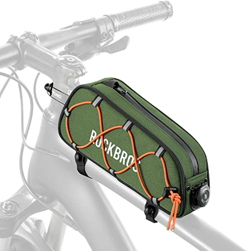 ROCKBROS Road-to-Sky Fahrrad Rahmentasche Wasserabweisend Oberrohrtasche 0,7L Reflektierend Fahrradtasche für Rahmen Tasche für MTB/Rennrad/Gravelbike Grün