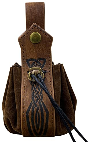 JAOYU Renaissance Gürteltasche Leder Kordelzug Tasche Steampunk Gürteltasche Mittelalterliche Ledertaschen für Männer Frauen LARP Zubehör