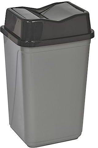 URBNLIVING 10L/20L/30L/50L Plastic Waste Management Recycling Bin Trash Can Dustbin with Butterfly Lid for Office, Kitchen and Bathroom (50L Black/Grey)