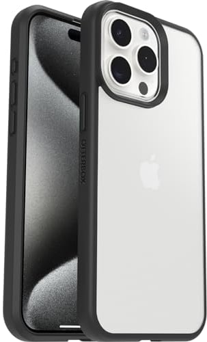 OtterBox Sleek Series Case for iPhone 15 Pro Max, Shockproof, Drop proof, Ultra-Slim, Protective Thin Case, Tested to Military Standard, Clear/Black, No Retail Packaging
