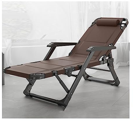 BUJOG Klappbare Sonnenliegen, Liegestuhl für den Außenbereich, tragbar, mit Verstellbarer Rückenlehne und Sonnenschirm, für Garten, Strand, Terrasse, Pool, Camp, Belastung 200 kg, Stahlrahmen (Far