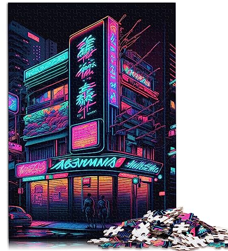 Puzzle Tokyo neon Japanisches Puzzle 1000 Teile für Jugendliche und Erwachsene Papppuzzles Entspannungspuzzlespiele Größe: 26x38cm