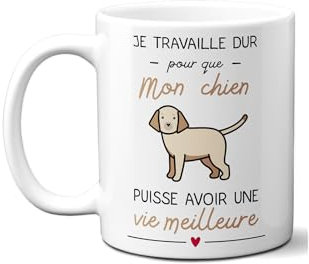 DECOHO Mug Je travaille pour mon Chien - Cadeau Anniversaire ou Noël pour Passionné de chiens - Imprimé en France