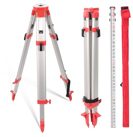 Robustes Aluminium-Stativ, 158 cm und 2,7 m, doppelseitig, Teleskopstange, 1,6 cm x 27,9 cm Gewindekopf für präzise Baumessung, Ingenieurwesen, Landvermessung, Hausrenovierung