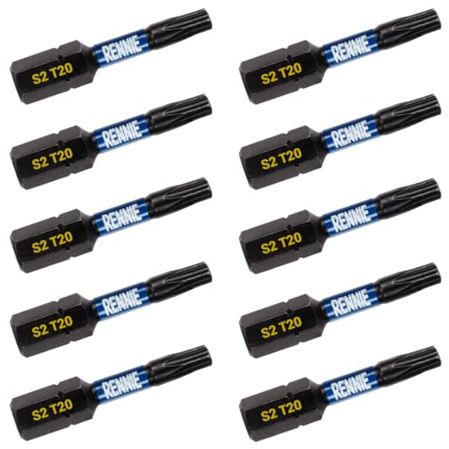 10 x Rennie Tools 32mm Long T20 TX20 Impact Screwdriver Driver Bits Set. Heavy Duty Magnetic Torx Screwdriver Bit Set. Black Oxide Coated Torx Impact Driver Bits. Torx Bit Set.