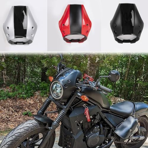 TaTonCycle Motorrad für Ho-nda Rebel CMX 500 CMX300 CMX 300 2017 2018 2019 Frontscheinwerfer Windschutzscheibe Frontverkleidung Passende Maske Scheinwerfer Windschutzscheibenabdeckung (Schwarz)