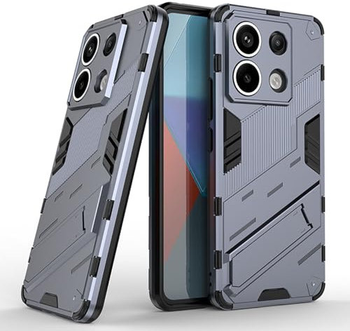 UPLAI Coque pour Xiaomi Redmi Note 13 4G, Très Mince Antichoc Souple TPU Silicone Housse avec Support Caché, Prime Dur PC Durable Armure Étui.Gris