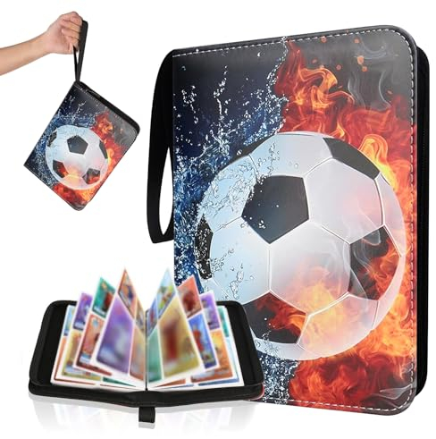 Classeur de Cartes de Football, Album de cartes à collectionner de football, 50 pages amovibles, compatible avec 400 cartes, avec fermeture éclair, Album de collection de football (C)
