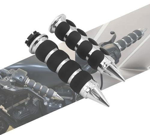 HCmotorku 2,5 cm Lenkergriffe, Chrom, Motorrad, 25 mm, Gasgriff, passend für Harley Sportster 883XL Dyna Softail Touring, Aluminium-Gummi